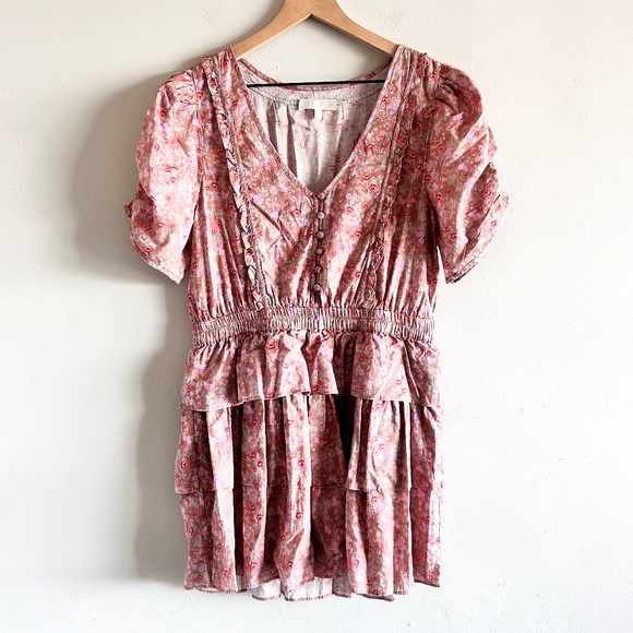 LoveShackFancy Roth Dress | Warm Taupe Sienna Floral | Size Large - Picture 4 of 15